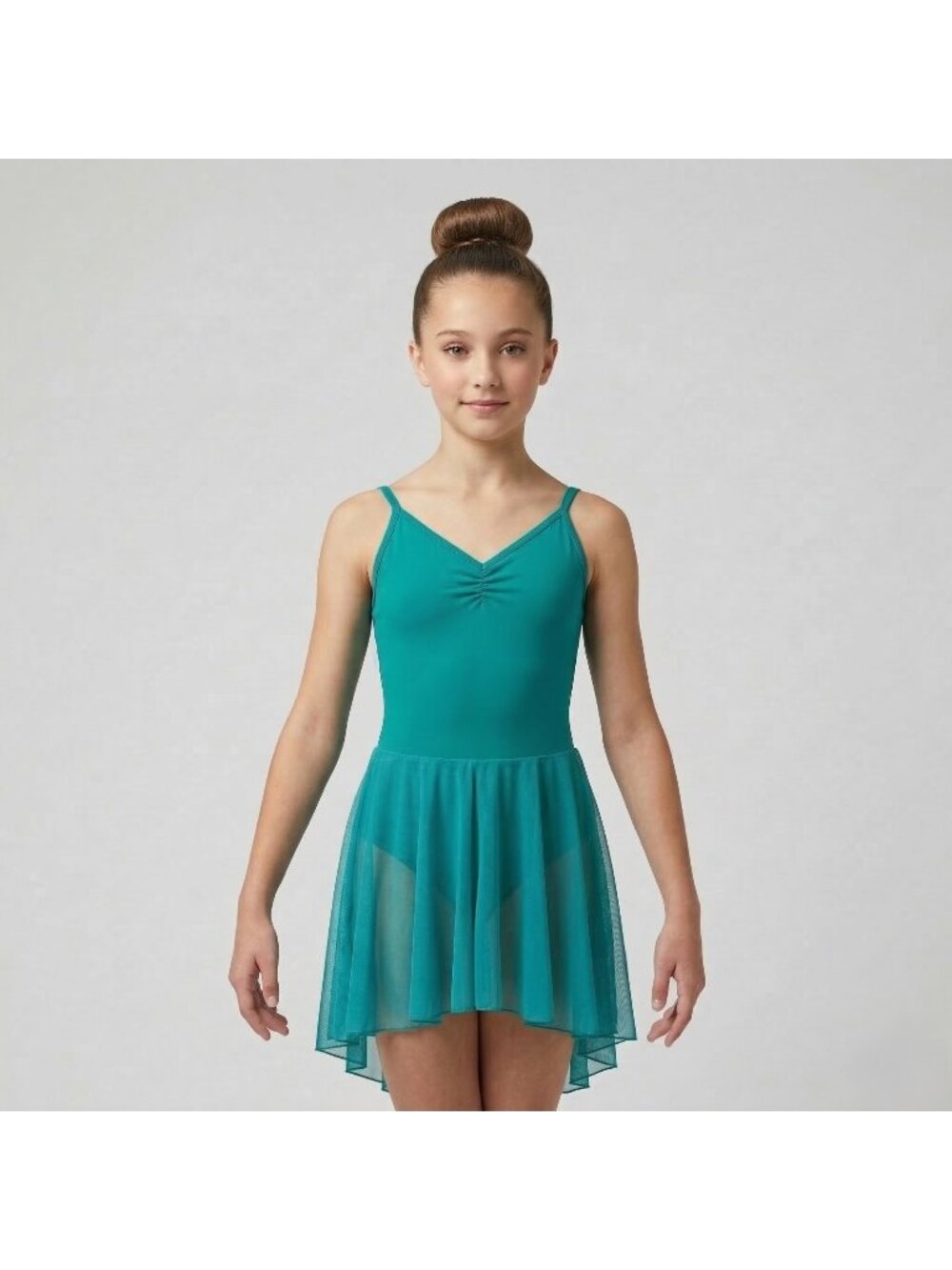 Girl's Custom Dance Costume Teal Lyrical Dress & Headpiece in size XS (12-14)
